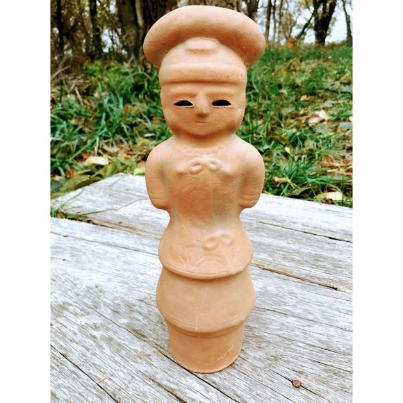 Vintage Chinese Terra Cotta Pottery Lady w/dress